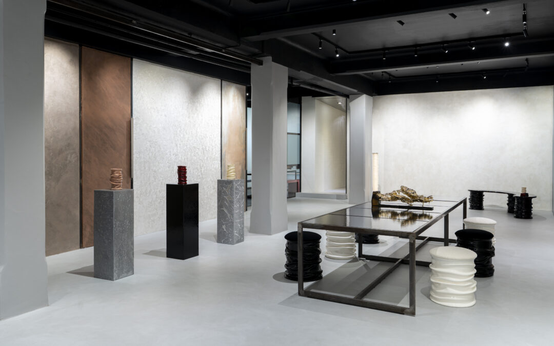 Restyling per lo storico flagship GOBBETTO di Milano. La resina diventa materia, forma, design.